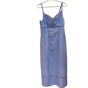 Madewell Lace Trim Midi Dress Sleeveless Blue Casual Summer Size 8